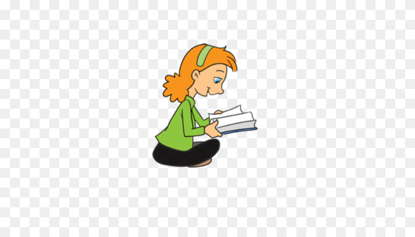 420x420 Cartoon Boy Reading Book - Girl Reading A Book Clipart