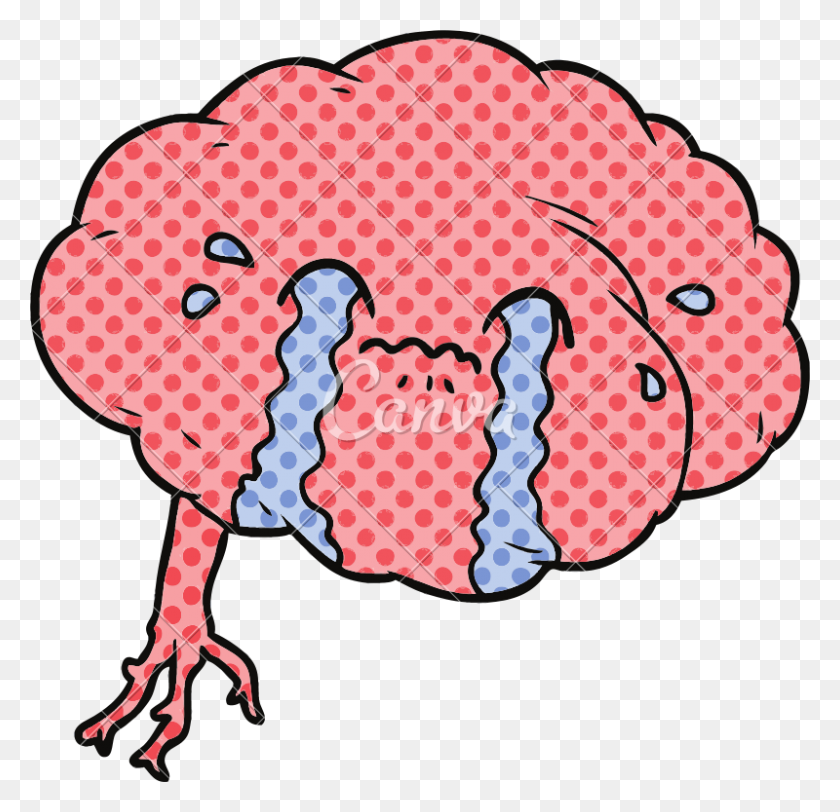 800x772 Personaje De Dibujos Animados Cerebro Con Dolor De Cabeza Llorando Vector - Cerebro De Dibujos Animados Png
