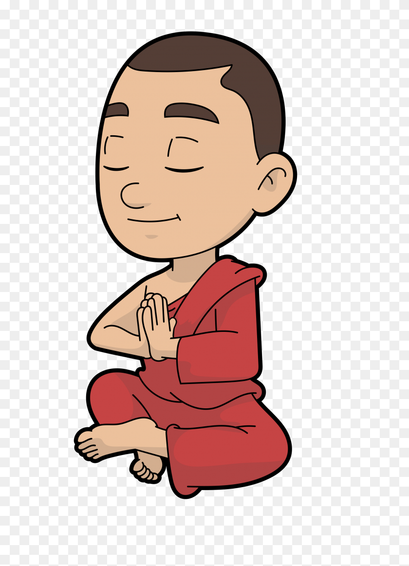 2000x2829 Cartoon Buddhist Monk In Meditation - Monk PNG