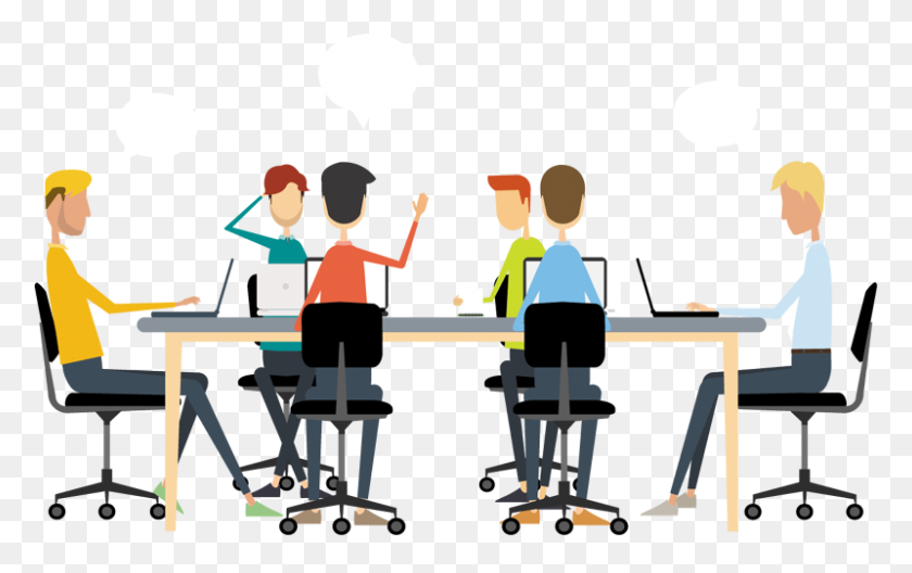 800x480 Cartoon Business People Having A Meeting And Discussion - Business People PNG