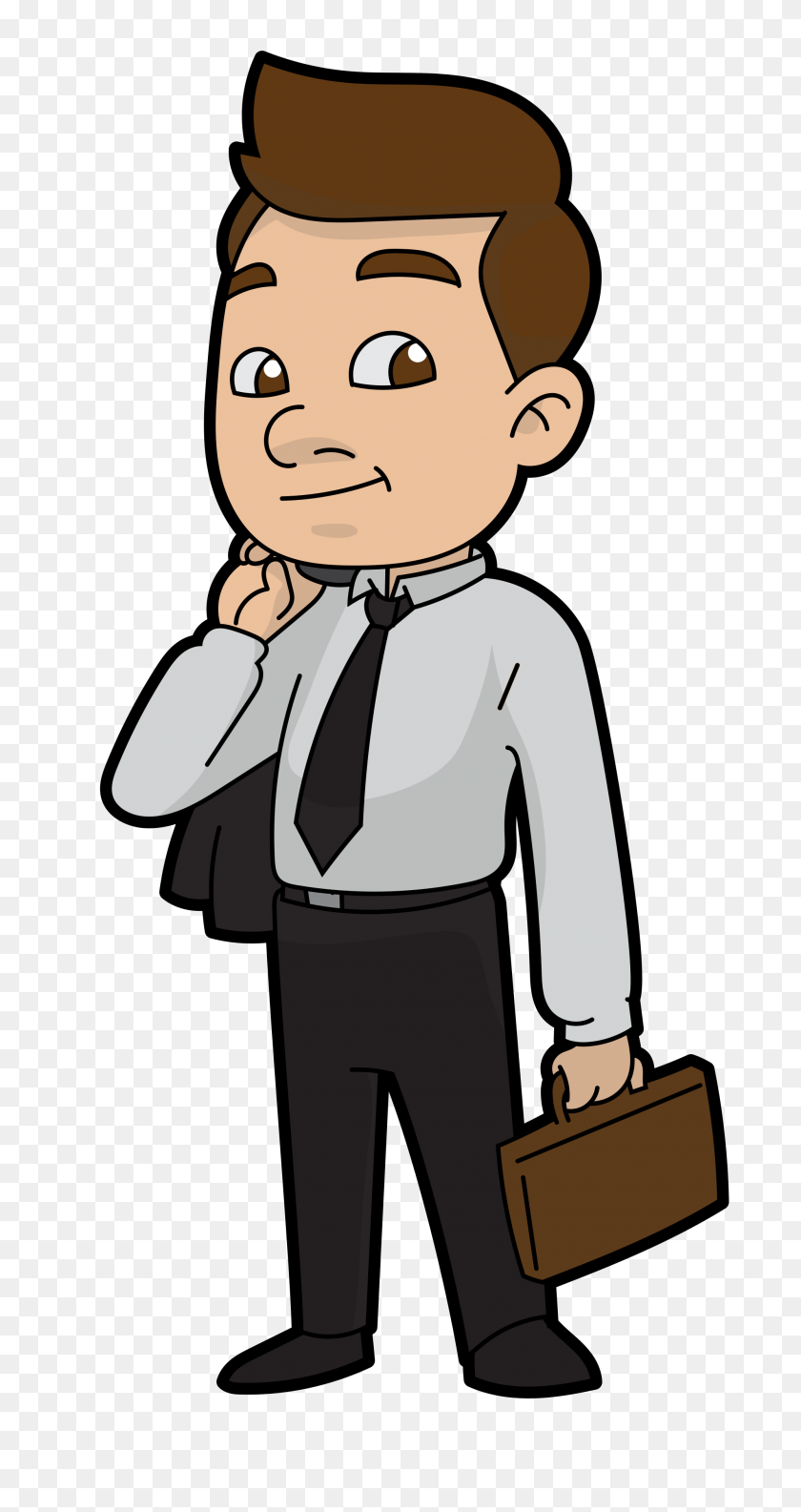 2000x3911 Cartoon Businessman Ready For Work - Businessman Clipart