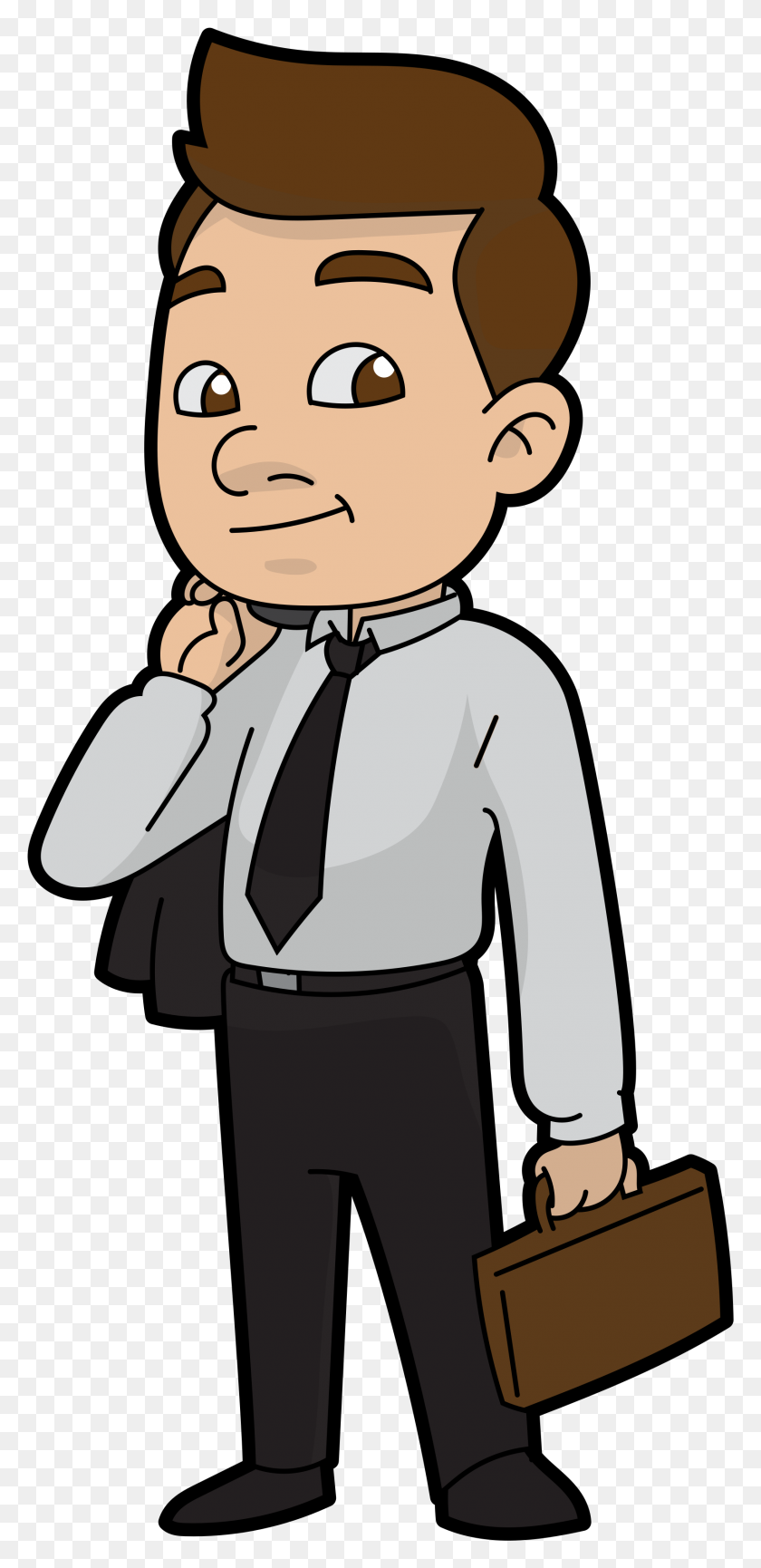 1693x3625 Cartoon Businessman Ready For Work - Businessman PNG