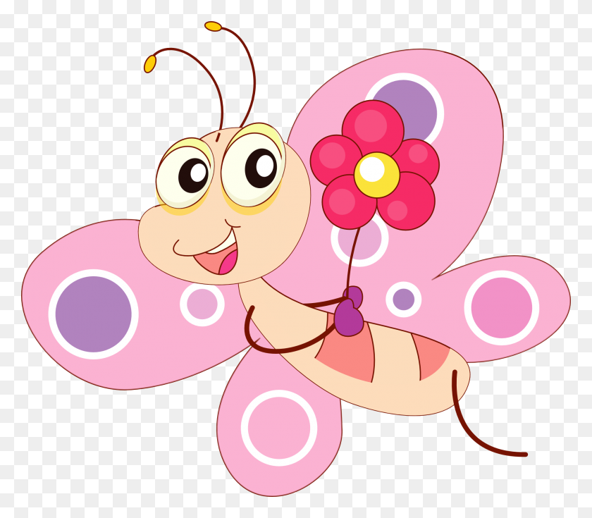 1969x1706 Мультяшная Бабочка - Розовая Бабочка Клипарт