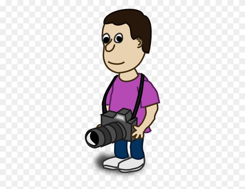 258x588 Cartoon Camera Man Clip Art - Person On Computer Clipart