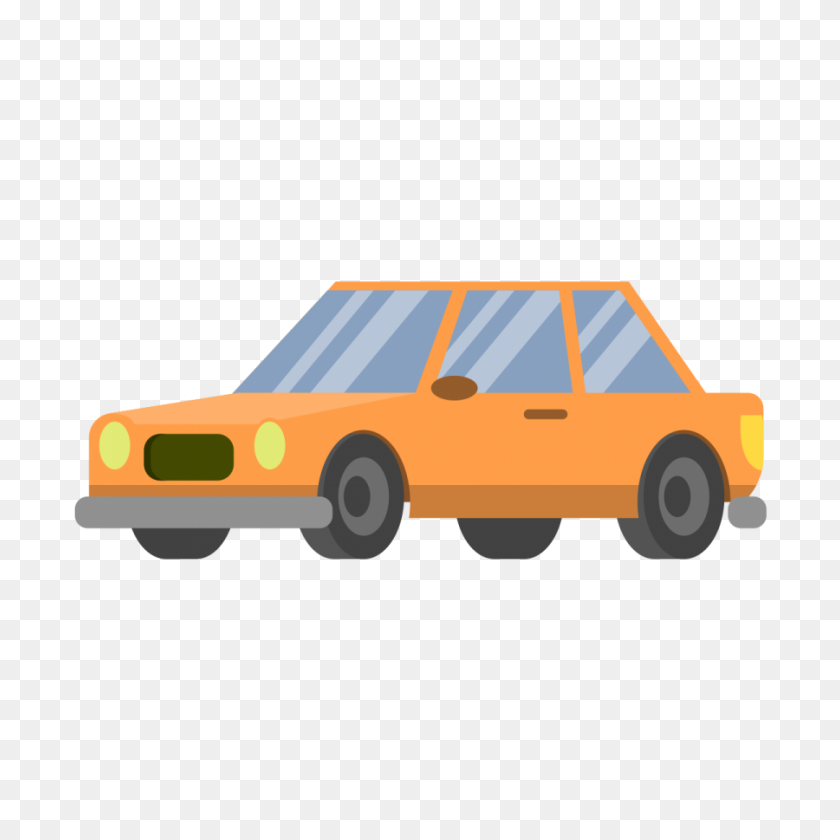 900x900 Cartoon Car Png Icon Orange Color Transparent Background Image - Cartoon Car PNG