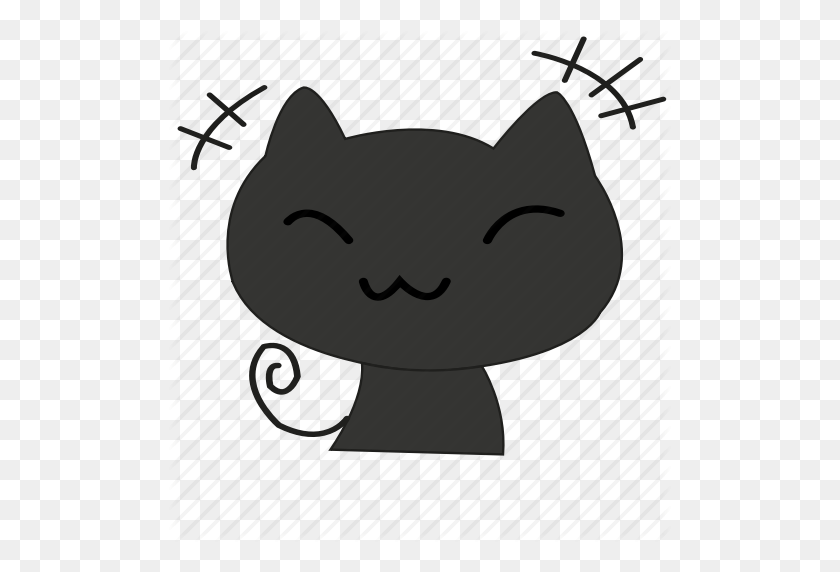 503x512 Cartoon, Cat, Cute, Shame, Smile, Smiley Icon - Cat Icon PNG