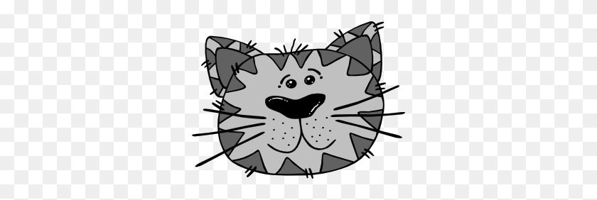300x222 Cartoon Cat Face Clip Art - Cat Face Clipart Black And White