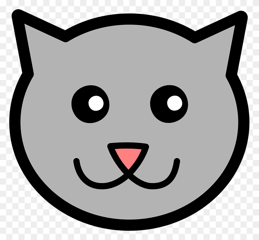 779x720 Cartoon Cat Face Desktop Backgrounds - Cat Face Clipart