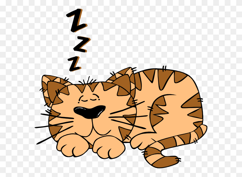 600x554 Cartoon Cat Sleeping Clipart Png For Web - Sleeping Owl Clipart