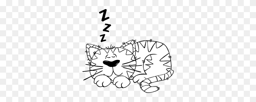 300x277 Dibujos Animados Gato Durmiendo Contorno Clipart - Imágenes Prediseñadas De Sueño