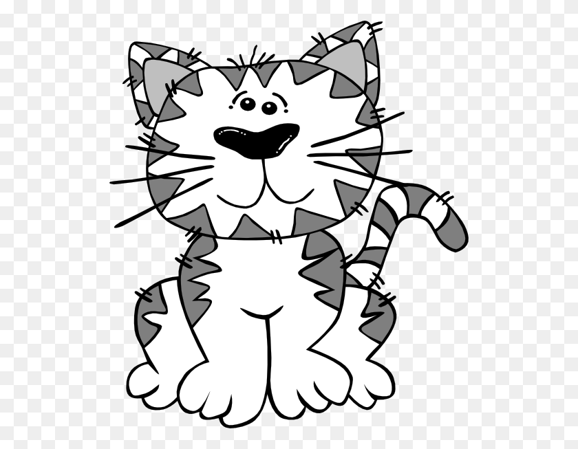 522x593 Cartoon Cat Step - Black And White Fox Clipart