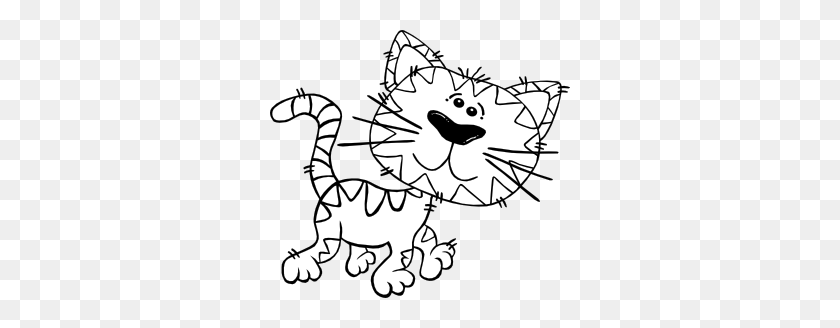 300x268 Cartoon Cat Walking Outline Clip Art - Cheetah Black And White Clipart