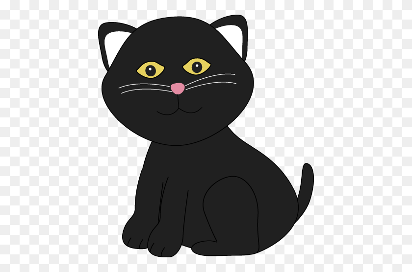 440x496 Cartoon Cats Clip Art Cute Halloween Black Cat Image - Cat Food Clipart