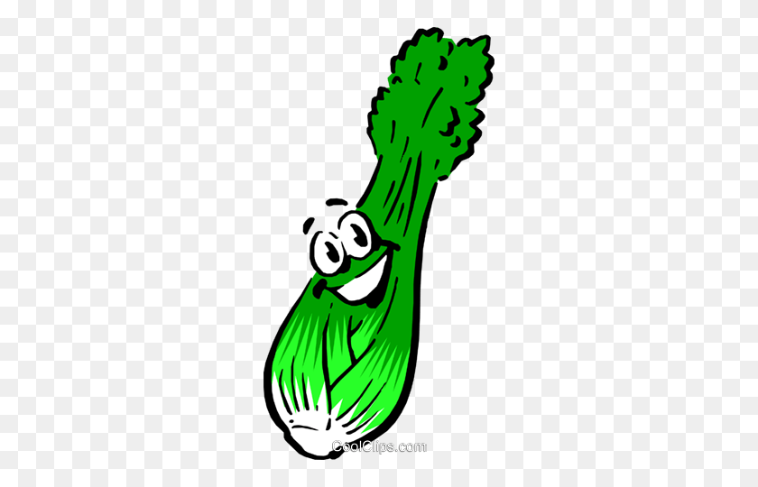 256x480 Cartoon Celery Royalty Free Vector Clip Art Illustration - Celery Clipart