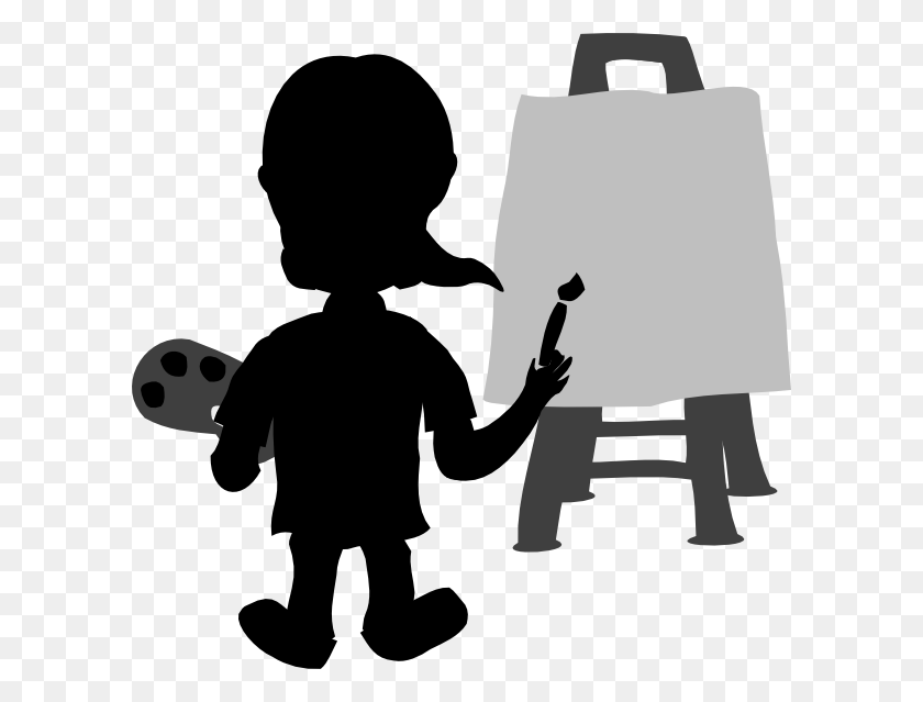 600x579 Cartoon Character Painting Blank Slate Clip Art - Painter Clipart Black And White