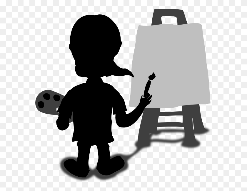 600x592 Cartoon Character Painting Blank Slate Png, Clip Art For Web - Paint Clipart Black And White