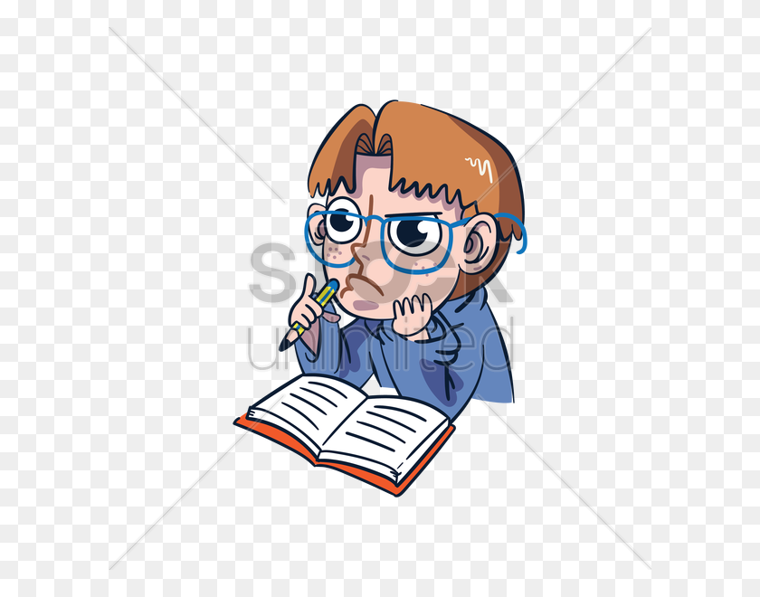 600x600 Cartoon Character Studying Vector Image - Person Studying Clipart