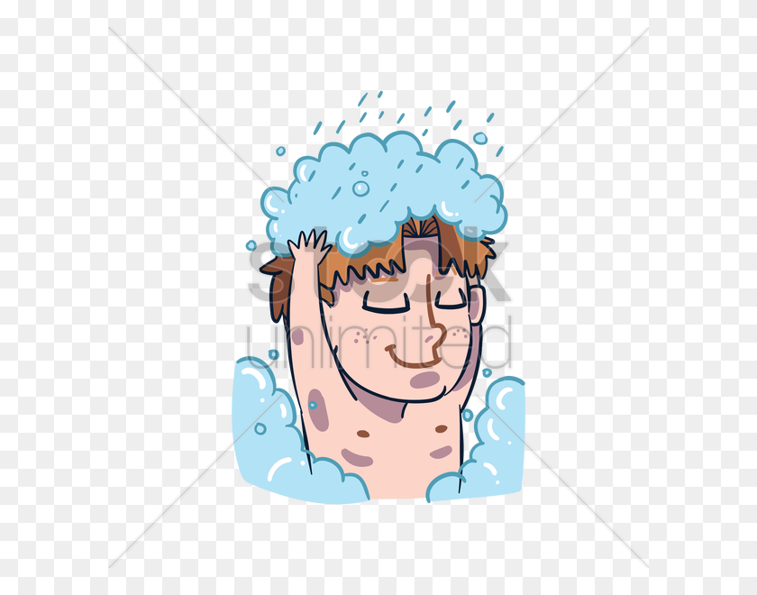 600x600 Cartoon Character Taking Bath Vector Image - Taking A Bath Clipart