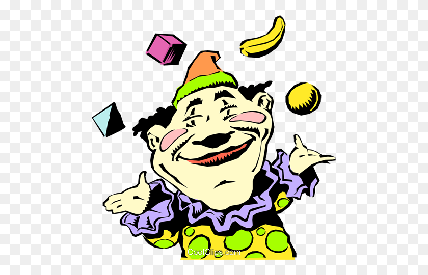 480x480 Cartoon Circus Clown Royalty Free Vector Clip Art Illustration - Circus Clown Clipart