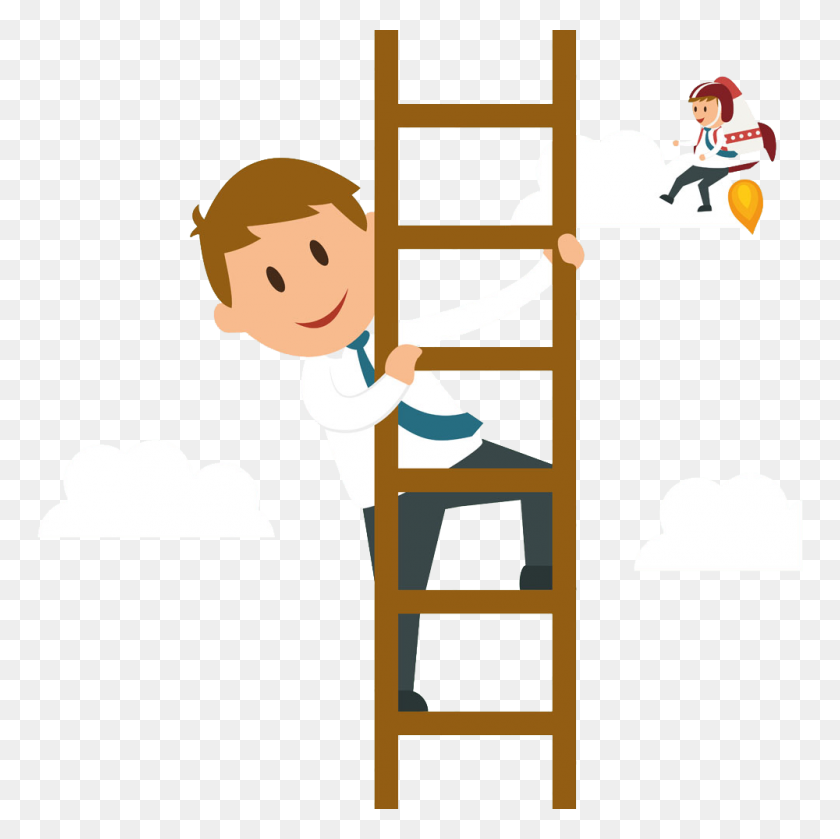1000x1000 Cartoon Clipart Cartoon Businessperson Climbing Climb Cartoon Png - Climbing Stairs Clipart