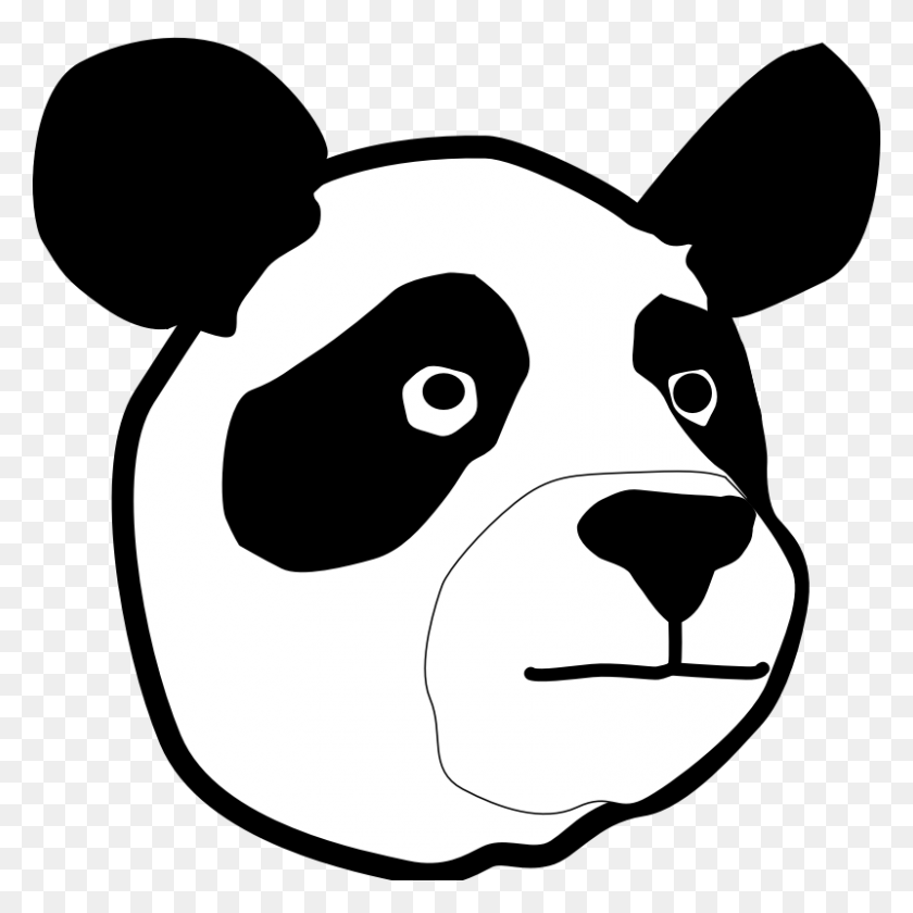 800x800 Cartoon Clipart Of A Black And White Cute Sitting Panda Vector - Panda Head Clipart