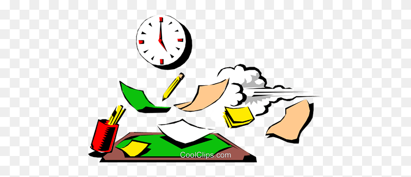 480x303 Cartoon Clock On The Wall Royalty Free Vector Clip Art - Quit Clipart