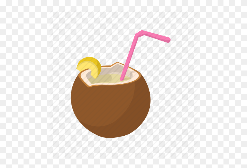 512x512 Cartoon, Cocktail, Coconut, Drink, Fruit, Summer, Tropical Icon - Tropical Drink PNG