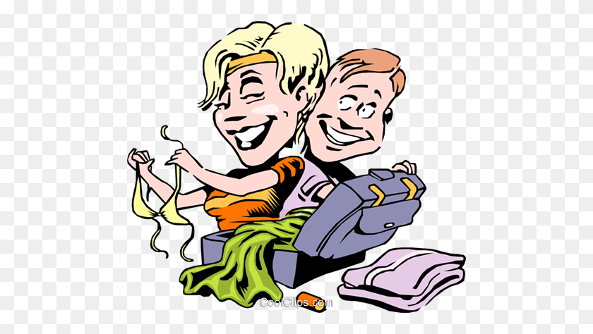 480x414 Cartoon Couple On Vacation Royalty Free Vector Clip Art - Packing Clipart