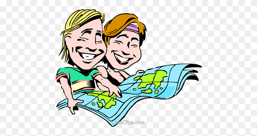 480x385 Cartoon Couple On Vacation Royalty Free Vector Clip Art - Vacation Clipart
