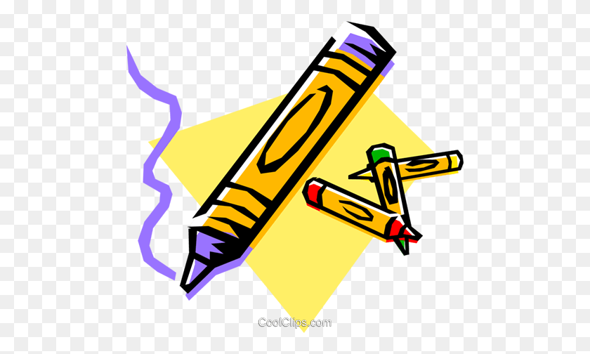 480x444 Cartoon Crayons Royalty Free Vector Clip Art Illustration - Yellow Crayon Clipart