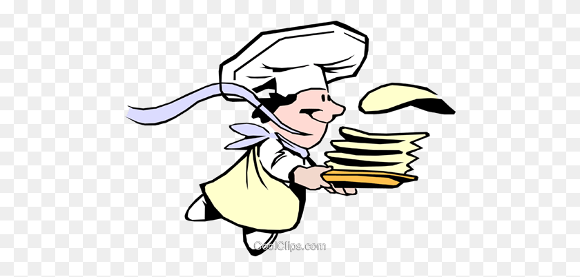 480x342 Cartoon Crepes Chef Royalty Free Vector Clipart Illustration - Crepe Clipart