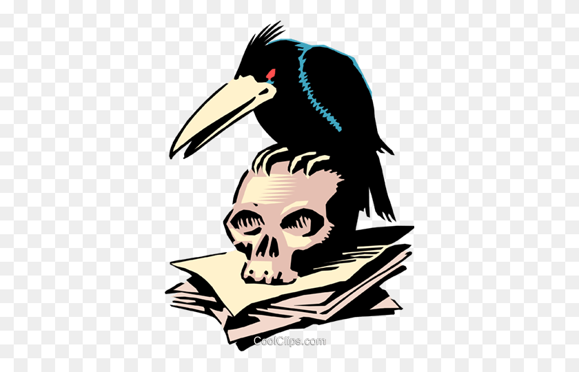 362x480 Cartoon Crow And Skull Royalty Free Vector Clip Art Illustration - Crow Clipart