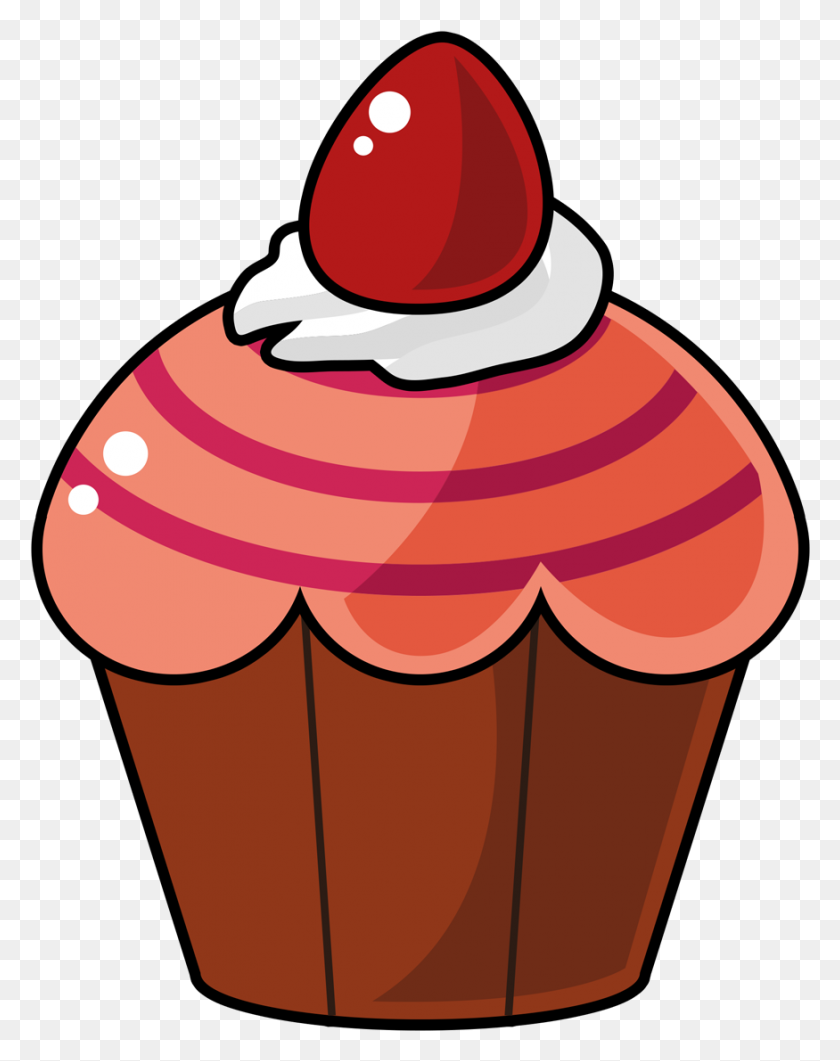 875x1123 Cupcake De Dibujos Animados Clipart - Terciopelo Rojo Png