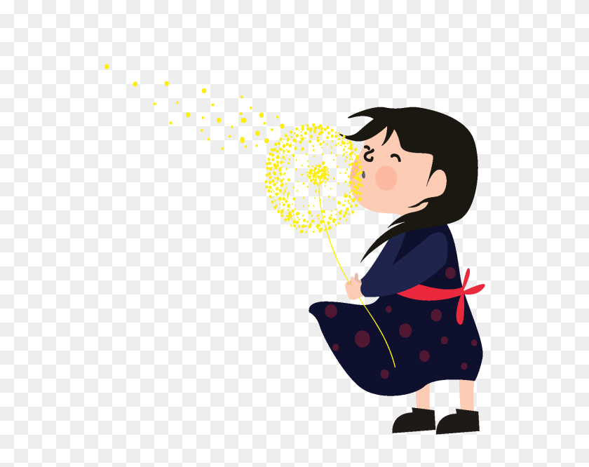 Cartoon Cute Girl Blowing Bubble Elements Free Download Vector