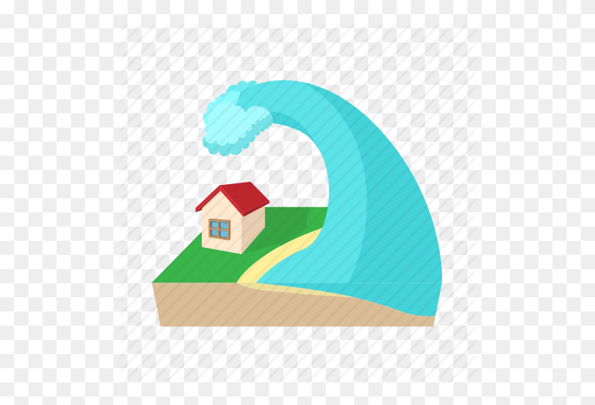 512x512 Cartoon, Danger, Disaster, Flood, House, Tsunami, Water Icon - Cartoon Water PNG