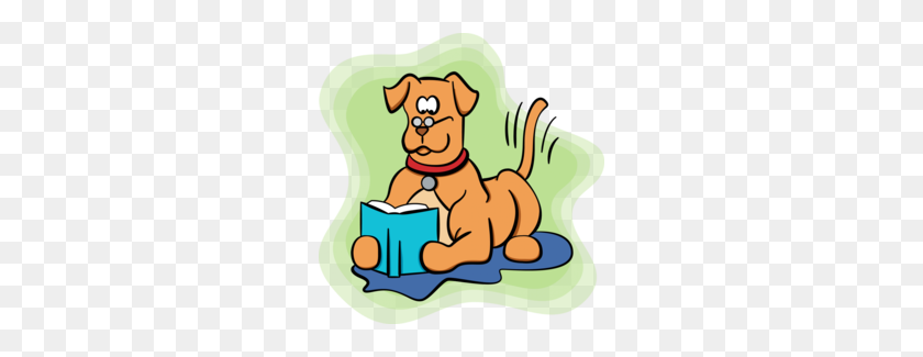 260x265 Cartoon Dog Reading Clipart - Perro Clipart