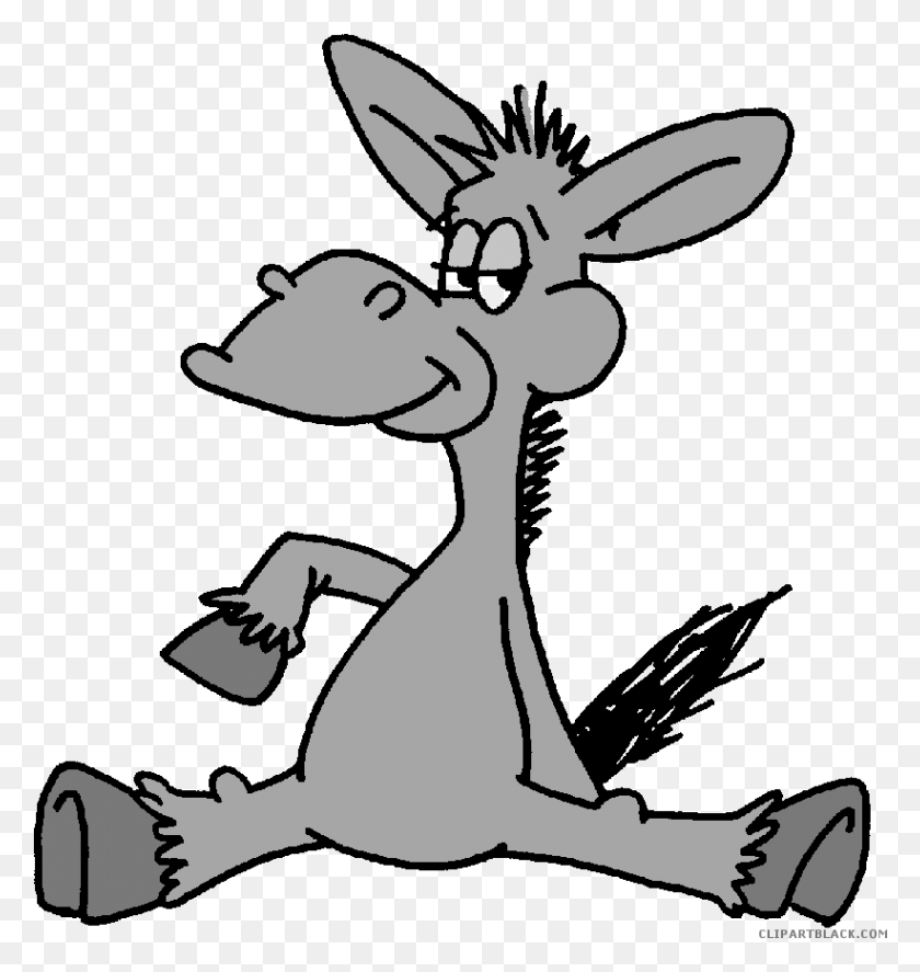 821x871 Cartoon Donkey Animal Free Black White Clipart Images - The Alamo Clipart
