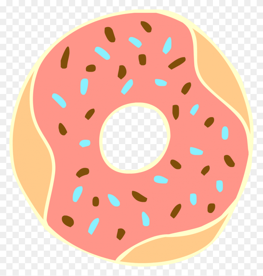 Cartoon Donut Strawberry Donut With Sprinkles Free Clip Art Png - Strawberry Clipart Free