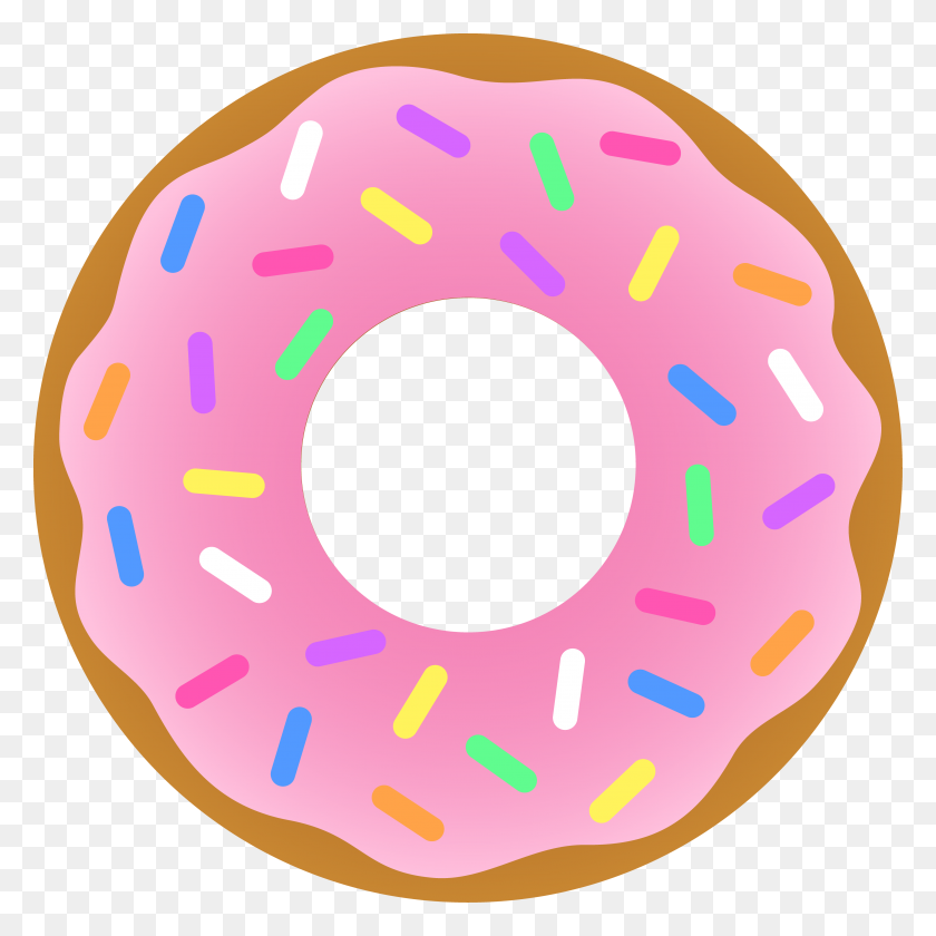 4187x4187 Donut De Dibujos Animados Donut De Fresa Con Sprinkles Free Clipart Png - Strawberry Clipart Png
