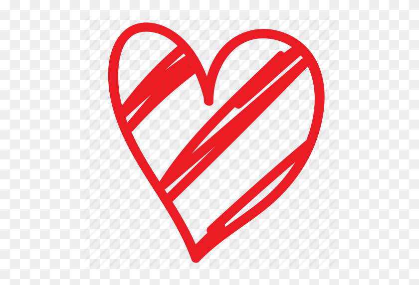 512x512 Dibujos Animados, Doodle, Dibujado A Mano, Corazón, Amor, Bosquejo, Icono De San Valentín - Corazón De Dibujos Animados Png