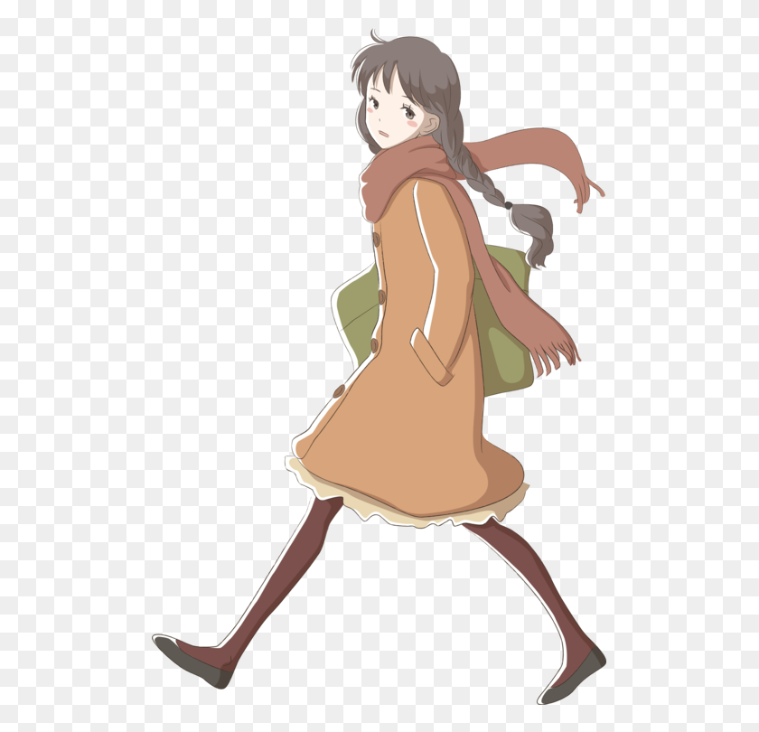 503x750 Cartoon Drawing Anime Manga - Woman Walking Clipart