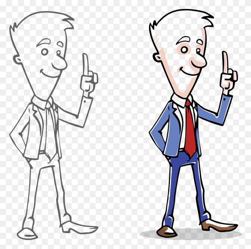 1280x1271 Cartoon Drawing Of Two Identical Managers One Is Drawn In Black - Conversation Between Two People Clipart