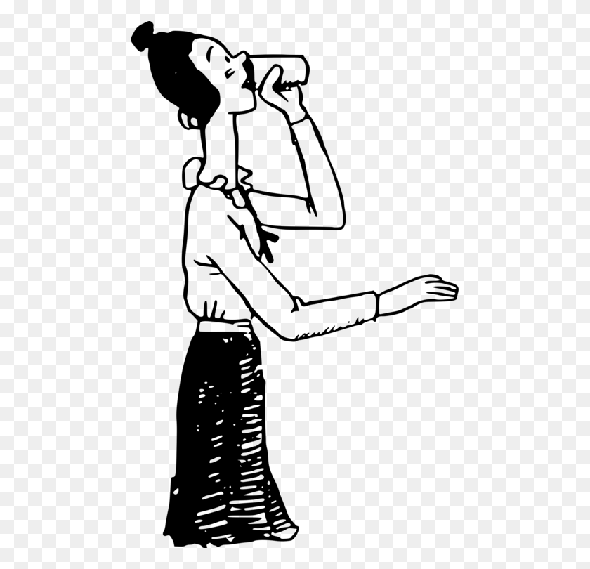 467x750 Cartoon Drinking Line Art Woman - Waist Clipart