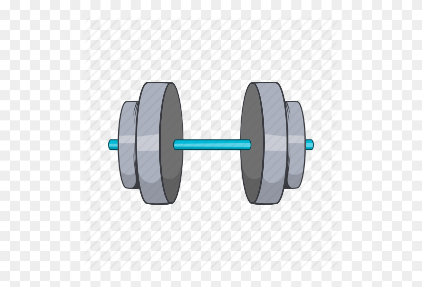512x512 Cartoon, Dumbbell, Equipment, Exercise, Gym, Object, Sign Icon - Dumbbell PNG