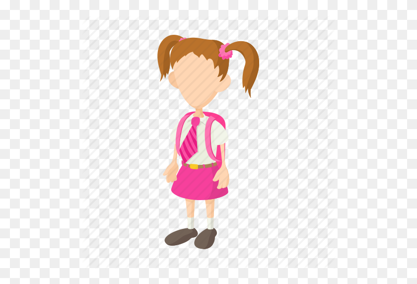 512x512 Cartoon, Education, Girl, Kid, School, Student, Uniform Icon - Girl Cartoon PNG