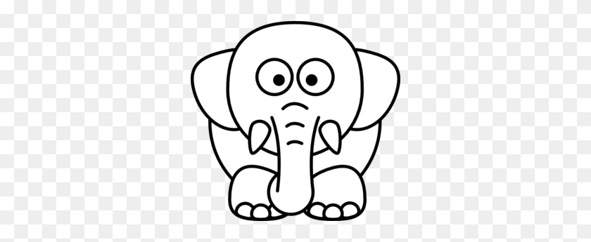 298x285 Cartoon Elephant Bw Clip Art - Elephant Face Clipart