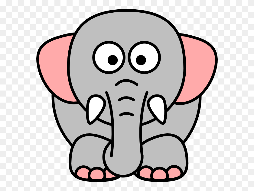 600x573 Cartoon Elephant Grey Pink Clip Art - Elephant Cartoon Clipart