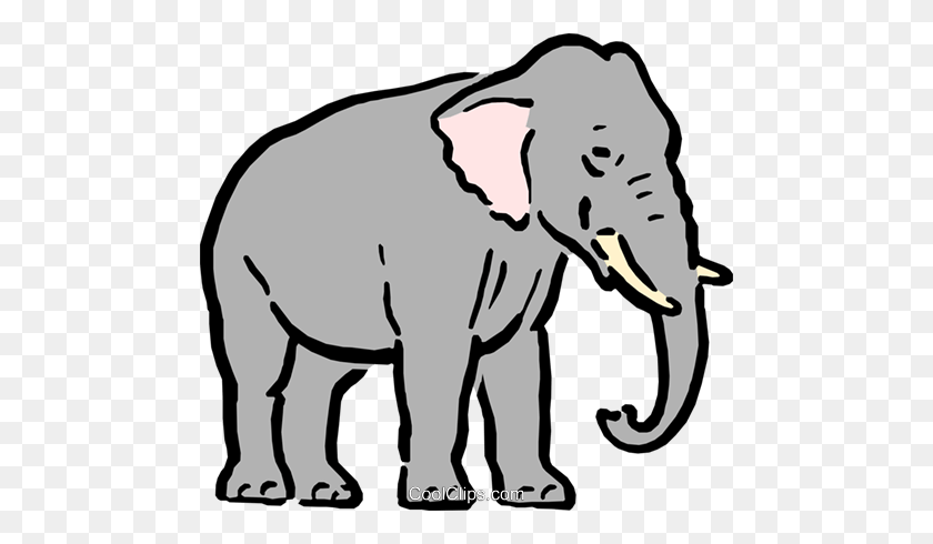 480x430 Cartoon Elephant Royalty Free Vector Clip Art Illustration - Mammals Clipart
