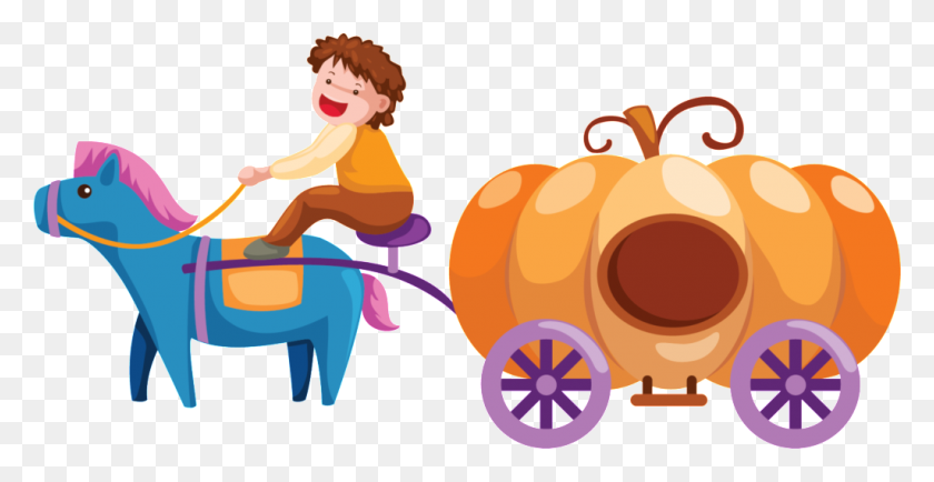 1024x492 Cartoon Fairy Pumpkin Carriage Pattern Free Png Download Png - Carriage PNG