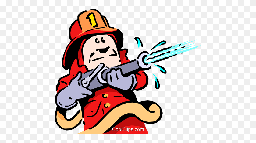 480x411 Cartoon Fireman Royalty Free Vector Clip Art Illustration - Firefighter Clipart Free